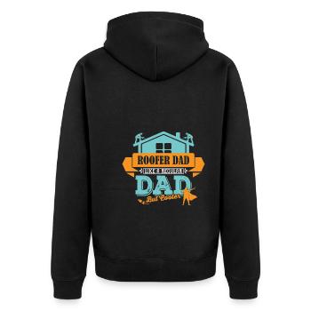Dachdecker Vater Papa cooler - Unisex Premium Bio Zip Hoodie - Schwarz - Hinten - Nico (187cm)