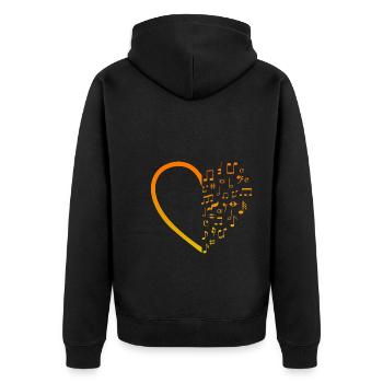 Heart Music Notes - Unisex Premium Bio Zip Hoodie - Schwarz - Hinten - Nico (187cm)