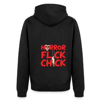 Halloween Horror Flicks Chick - Unisex Premium Bio Zip Hoodie - Schwarz - Hinten - Nico (187cm)