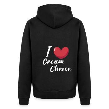 I Love Cheese - Unisex Premium Bio Zip Hoodie - Schwarz - Hinten - Nico (187cm)