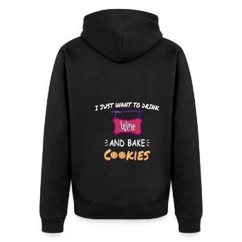 Ich will nur Wein trinken und Kekse backen - Unisex Premium Bio Zip Hoodie - Schwarz - Hinten - Nico (187cm)