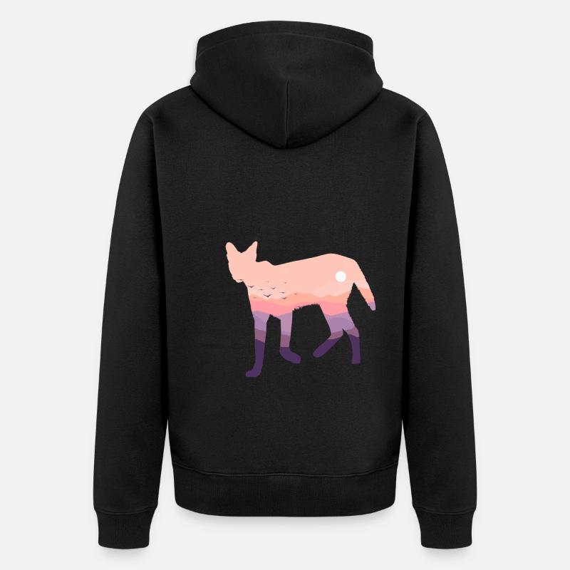Serval Katze - Unisex Premium Bio Zip Hoodie - Schwarz