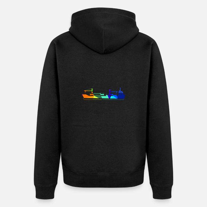 Containerschiff Regenbogen Polygon Schiffe - Unisex Premium Bio Zip Hoodie - Schwarz