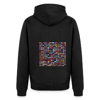 Flag Of Different Countries - Unisex Premium Bio Zip Hoodie - Schwarz - Hinten - Nico (187cm)