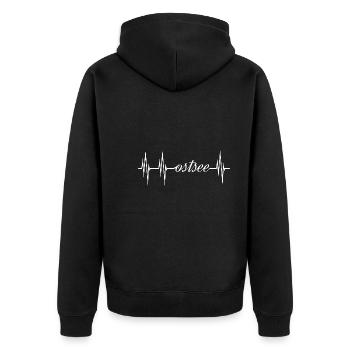 Ostsee-Liebe, Mein Herz schlägt an der Ostsee - Unisex Premium Bio Zip Hoodie - Schwarz - Hinten - Nico (187cm)