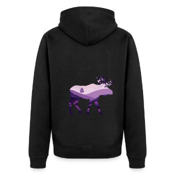 Moose - Unisex Premium Organic Zip Hoodie - black - Back - Nico (187cm)