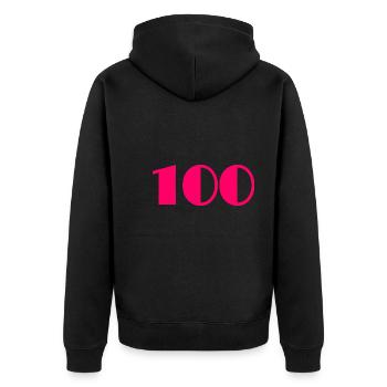 100. 100 YEARS. 100th ANNIVERSARY. ANNIVERSARY - Unisex Premium Organic Zip Hoodie - black - Back - Nico (187cm)
