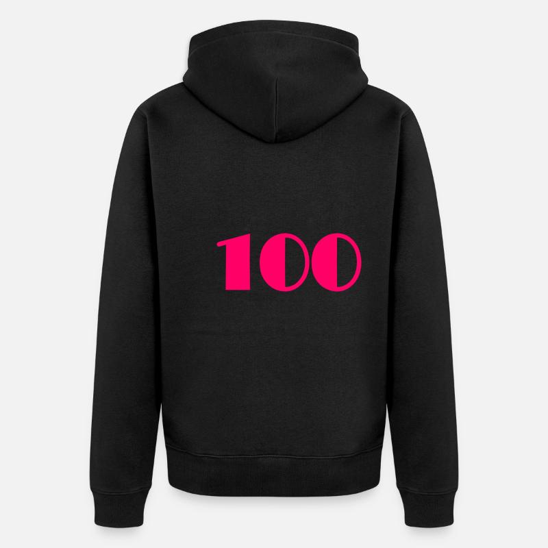 100. 100 ANS. 100e ANNIVERSAIRE. ANNIVERSAIRE - Veste à capuche bio Premium Unisexe - noir