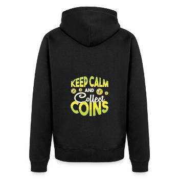 Coin collector - Unisex Premium Organic Zip Hoodie - black - Back - Nico (187cm)