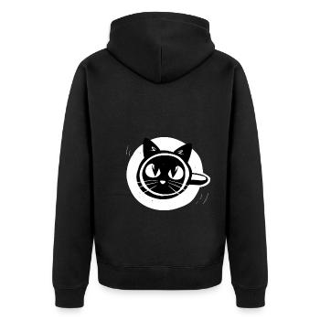 Visage de chat dans une tasse de café - Veste à capuche bio Premium Unisexe - noir - Dos - Nico (187cm)