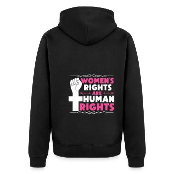 Women's Rights Are Human Rights - Unisex Premium Bio Zip Hoodie - Schwarz - Hinten - Nico (187cm)