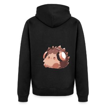 Hérisson mignon avec des écouteurs - Veste à capuche bio Premium Unisexe - noir - Dos - Nico (187cm)