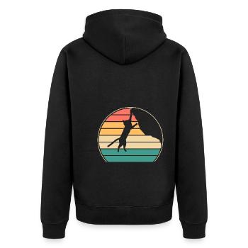 Boulder Cat Rock Climber Climbing Mountain Climb - Unisex Premium Organic Zip Hoodie - black - Back - Nico (187cm)