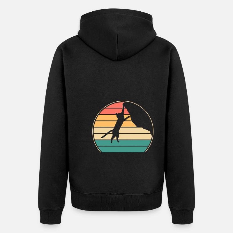Boulder Katze Felskletterer Klettern Bergsteigen - Unisex Premium Bio Zip Hoodie - Schwarz