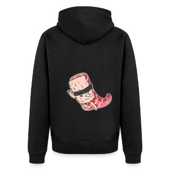 lustiges Sushi Superheld Motiv Geschenk - Unisex Premium Bio Zip Hoodie - Schwarz - Hinten - Nico (187cm)