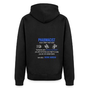 Funny Pharmacist Definition - Unisex Premium Bio Zip Hoodie - Schwarz - Hinten - Nico (187cm)