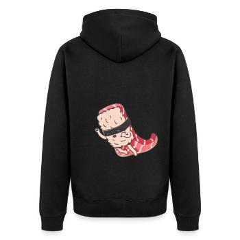 Sushi Superheld Illustration Geschenk - Unisex Premium Bio Zip Hoodie - Schwarz - Hinten - Nico (187cm)
