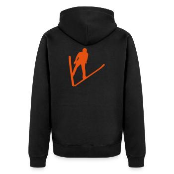 Skisprung kombiniert nordische Silhouette 2 - Unisex Premium Bio Zip Hoodie - Schwarz - Hinten - Nico (187cm)