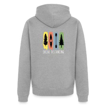 Kajak Kayak Kanu Kanufahrer - Unisex Premium Bio Zip Hoodie - Grau meliert - Hinten - Nico (187cm)
