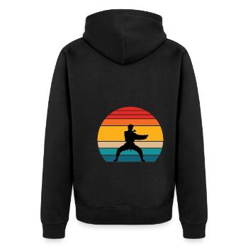 Vintage Retro Karate - Unisex Premium Bio Zip Hoodie - Schwarz - Hinten - Nico (187cm)