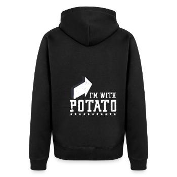 Funny I'm With A Potato - Unisex Premium Bio Zip Hoodie - Schwarz - Hinten - Nico (187cm)