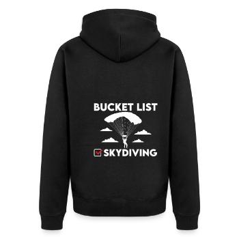 Bucket list Skydiving Parachuting - Unisex Premium Bio Zip Hoodie - Schwarz - Hinten - Nico (187cm)