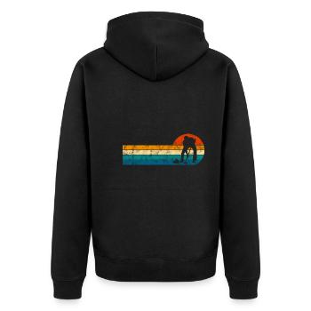 Ice Curling Curler Curling Retro Gift - Unisex Premium Organic Zip Hoodie - black - Back - Nico (187cm)