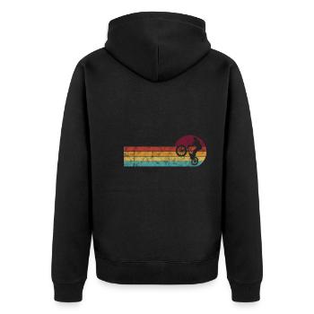 BMX Rad Fahrrad Retro Geschenk Bicycle Motocross - Unisex Premium Bio Zip Hoodie - Schwarz - Hinten - Nico (187cm)