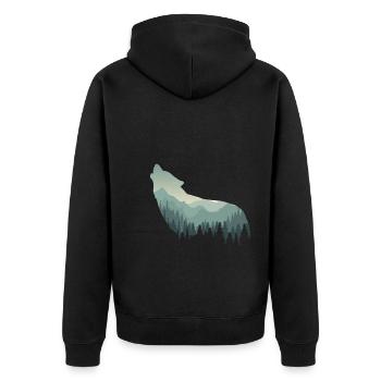Timber Wolf - Unisex Premium Bio Zip Hoodie - Schwarz - Hinten - Nico (187cm)