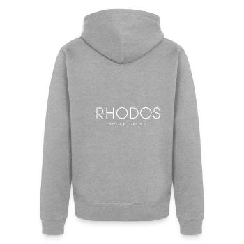 Insel Rhodos, Griechenland, Mittelmeer, Ägäis - Unisex Premium Bio Zip Hoodie - Grau meliert - Hinten - Nico (187cm)