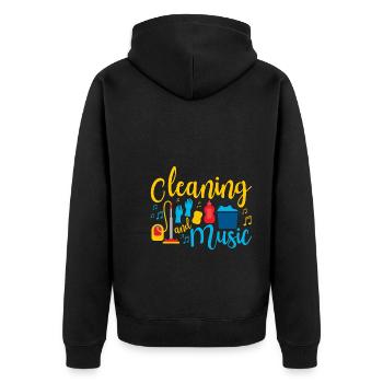 Housekeeping Cleaning And Music - Unisex Premium Bio Zip Hoodie - Schwarz - Hinten - Nico (187cm)