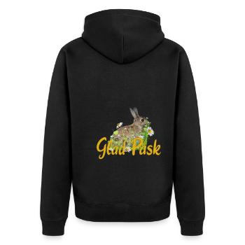 glad pask Frohe Ostern - Unisex Premium Bio Zip Hoodie - Schwarz - Hinten - Nico (187cm)