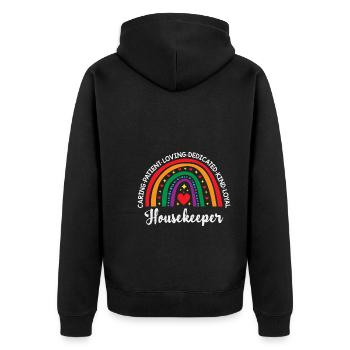 Housekeeping Rainbow Housekeeper - Unisex Premium Bio Zip Hoodie - Schwarz - Hinten - Nico (187cm)