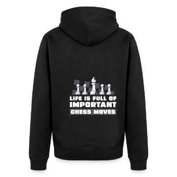 Life is chess - Unisex Premium Organic Zip Hoodie - black - Back - Nico (187cm)