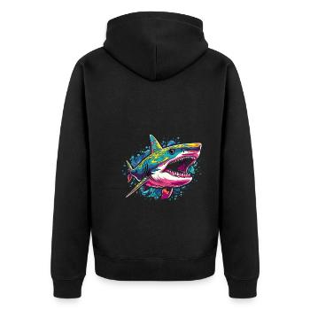 Requin - Veste à capuche bio Premium Unisexe - noir - Dos - Nico (187cm)