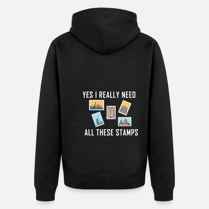 Collectionner les timbres - Veste à capuche bio Premium Unisexe - noir