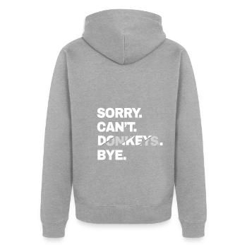 Esel - Unisex Premium Bio Zip Hoodie - Grau meliert - Hinten - Nico (187cm)