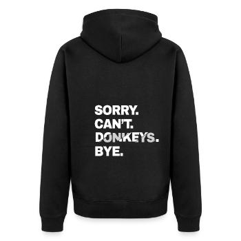 Esel - Unisex Premium Bio Zip Hoodie - Schwarz - Hinten - Nico (187cm)