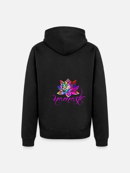 Lotus Flower Namaste - Unisex Premium Bio Zip Hoodie - Schwarz