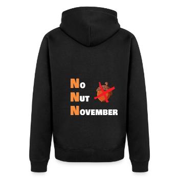 No nut november - Unisex Premium Bio Zip Hoodie - Schwarz - Hinten - Nico (187cm)