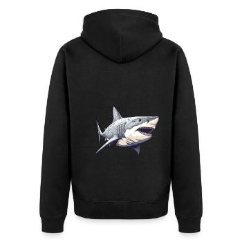 Great white shark vintage - Unisex Premium Organic Zip Hoodie - black - Back - Nico (187cm)