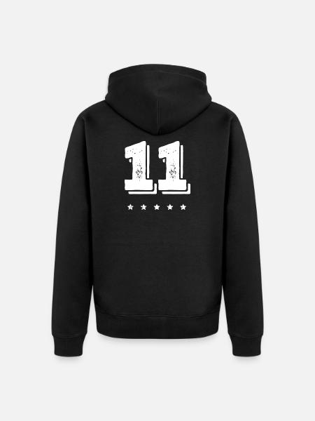 11 Zahl Trikot - Unisex Premium Bio Zip Hoodie - Schwarz