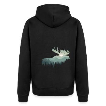 Moose - Unisex Premium Organic Zip Hoodie - black - Back - Nico (187cm)