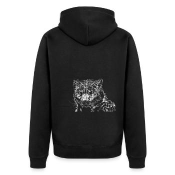 Snow leopard - Unisex Premium Organic Zip Hoodie - black - Back - Nico (187cm)