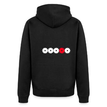 Engrenages en blanc et rouge - Veste à capuche bio Premium Unisexe - noir - Dos - Nico (187cm)