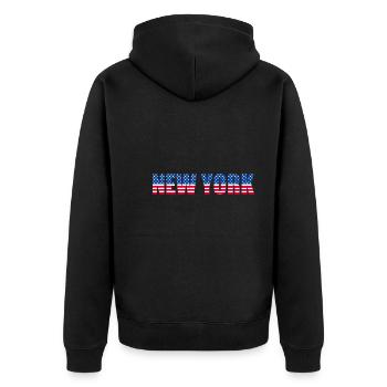 NEW YORK Flag - Unisex Premium Organic Zip Hoodie - black - Back - Nico (187cm)