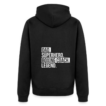 Dad Superhero Boxing Coach Legend - Unisex Premium Bio Zip Hoodie - Schwarz - Hinten - Nico (187cm)
