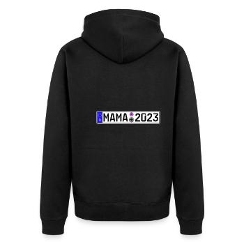 Mama 2023 Mutter werden Nummernschild - Unisex Premium Bio Zip Hoodie - Schwarz - Hinten - Nico (187cm)