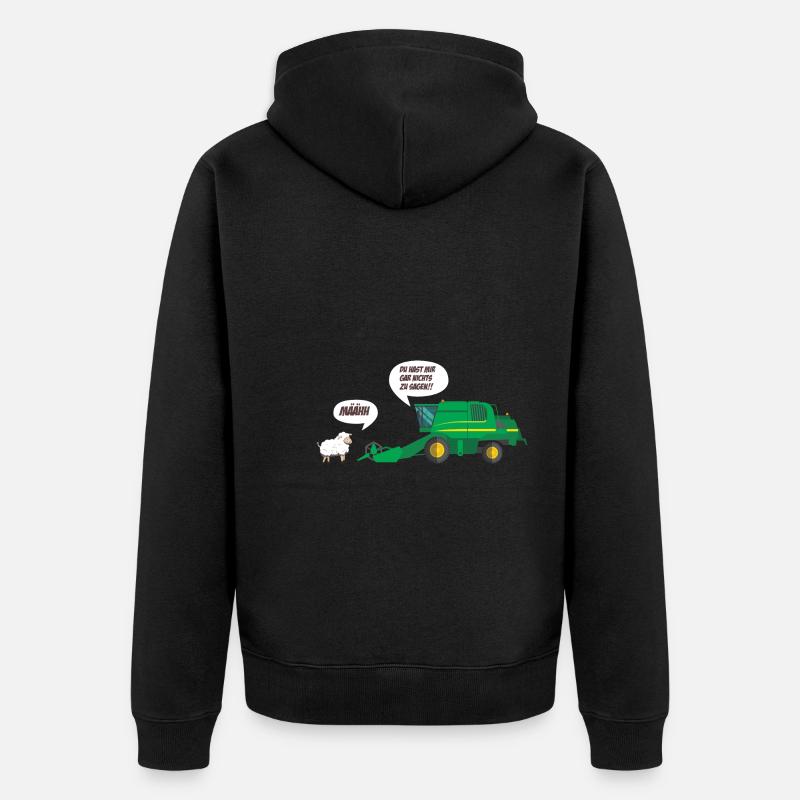 Mähdrescher Diskussion mit Schaf - Unisex Premium Bio Zip Hoodie - Schwarz