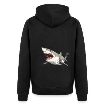 Weißer Hai - Unisex Premium Bio Zip Hoodie - Schwarz - Hinten - Nico (187cm)
